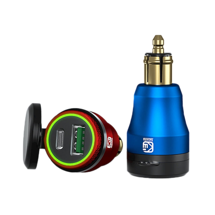 Motorcycle European-style Small-caliber Aluminum Alloy QC 3.0 + PD Fast Charge USB Charger, Shell Color:Red(Green Light)