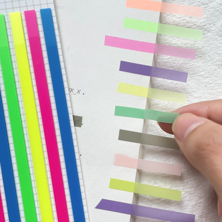 Transparent Strip Color Fluorescent Waterproof Sticky Note Long Strip Index Sticker(005)