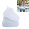 Silicone Non-slip Thickened Wear-resistant Waterproof Shoe Boots Cover, Size:M(White)