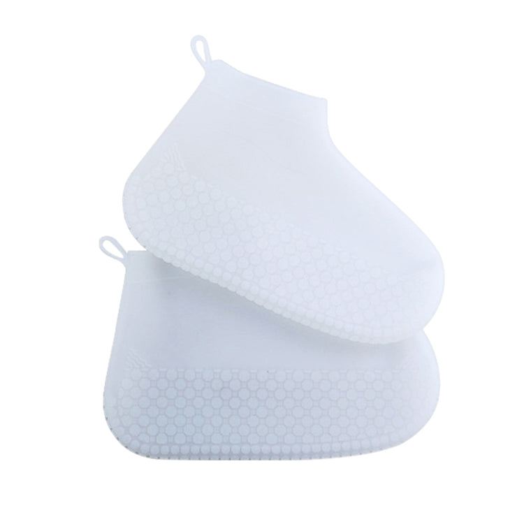 Silicone Non-slip Thickened Wear-resistant Waterproof Shoe Boots Cover, Size:M(White)