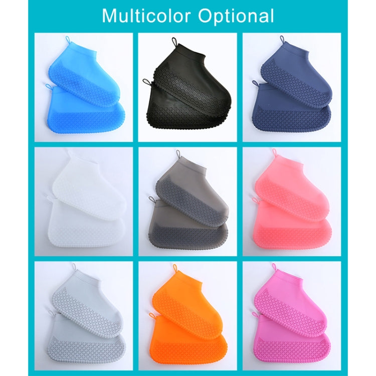 Silicone Non-slip Thickened Wear-resistant Waterproof Shoe Boots Cover, Size:M(White)