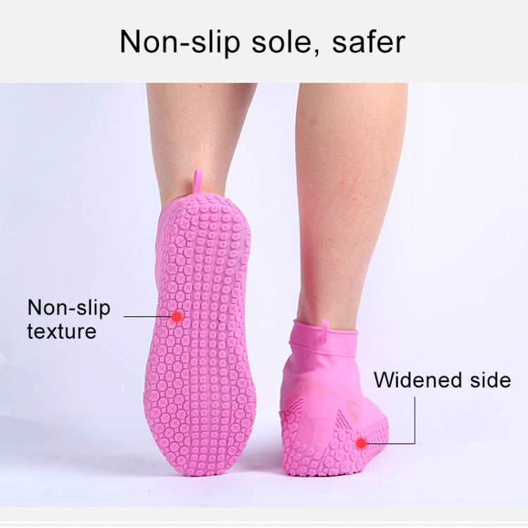 Silicone Non-slip Thickened Wear-resistant Waterproof Shoe Boots Cover, Size:M(White)