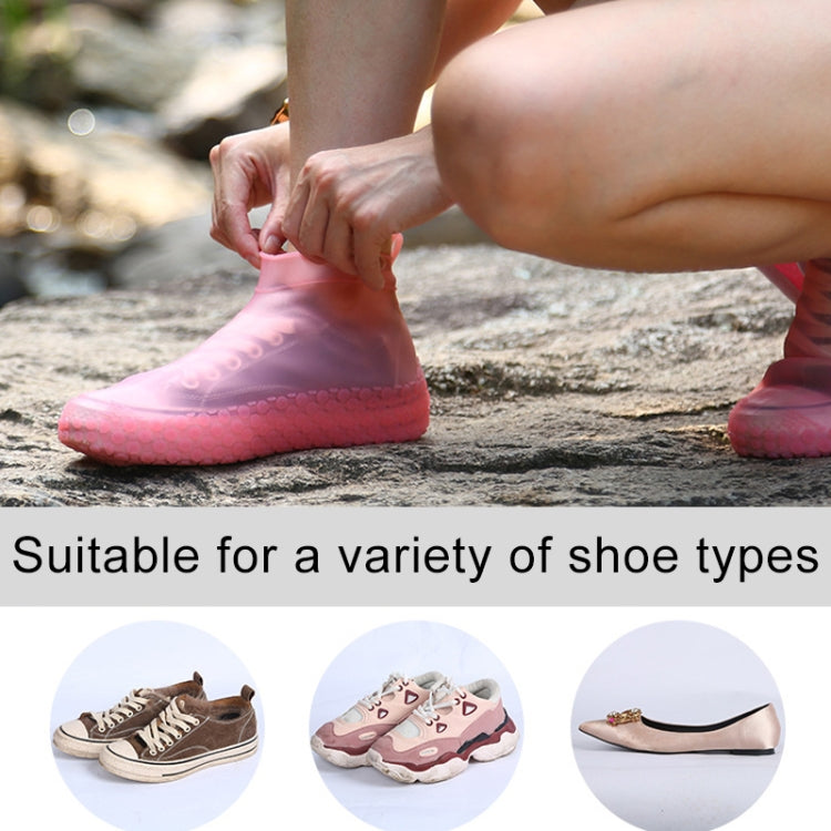 Silicone Non-slip Thickened Wear-resistant Waterproof Shoe Boots Cover, Size:M(White)