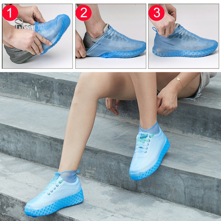 Silicone Non-slip Thickened Wear-resistant Waterproof Shoe Boots Cover, Size:M(White)