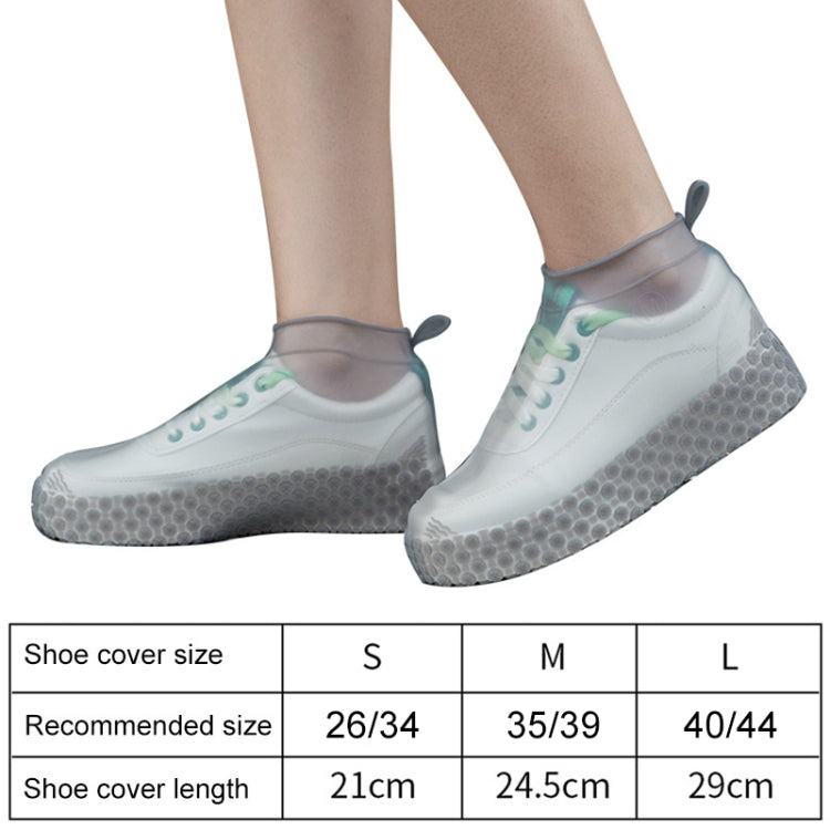Silicone Non-slip Thickened Wear-resistant Waterproof Shoe Boots Cover, Size:M(White)