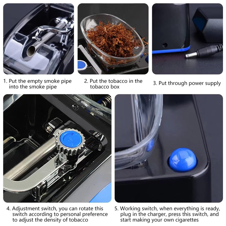 Automatic Electric Cigarette Rolling Machine Cigarette Injector Maker, Diameter: 6.5mm, Power Plug:EU Plug(Red)