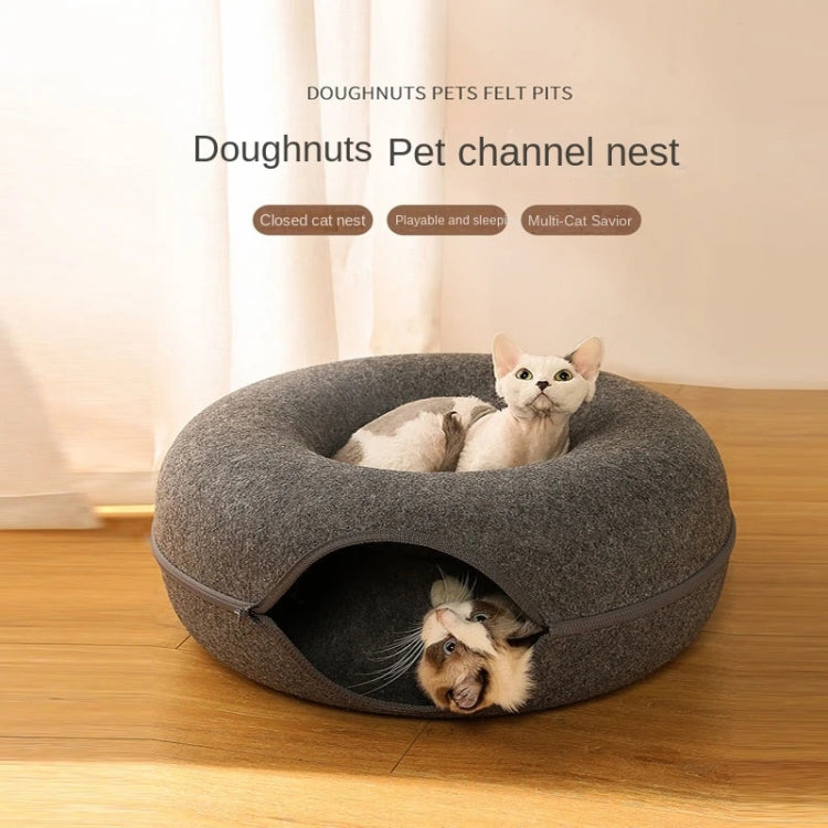 Round Wool Felt Cat Litter Tunnel Cat Litter, Size:60x60x27cm(Blue)