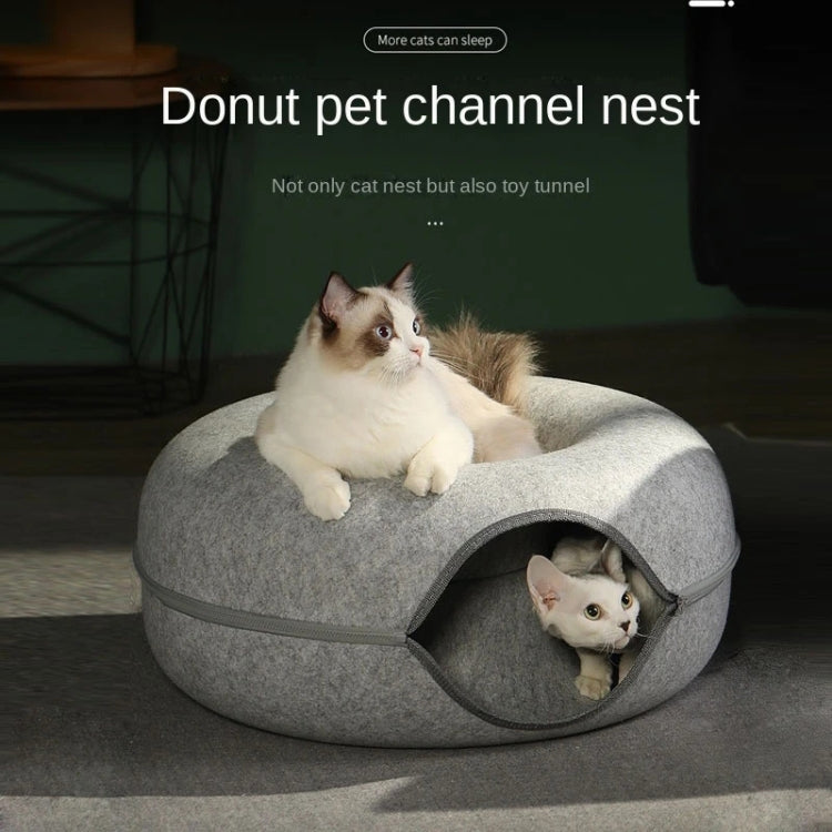Round Wool Felt Cat Litter Tunnel Cat Litter, Size:60x60x27cm(Dark Grey)