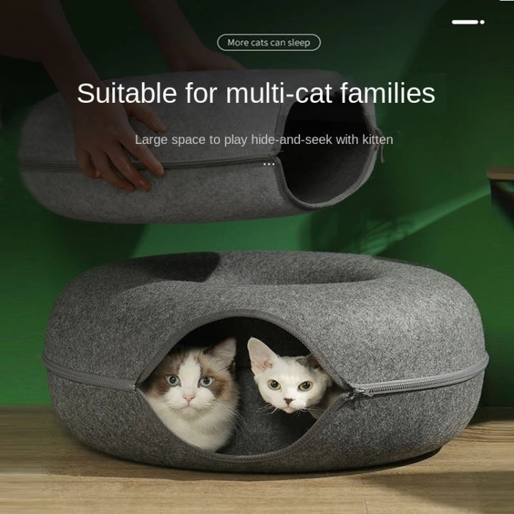 Round Wool Felt Cat Litter Tunnel Cat Litter, Size:60x60x27cm(Dark Grey)