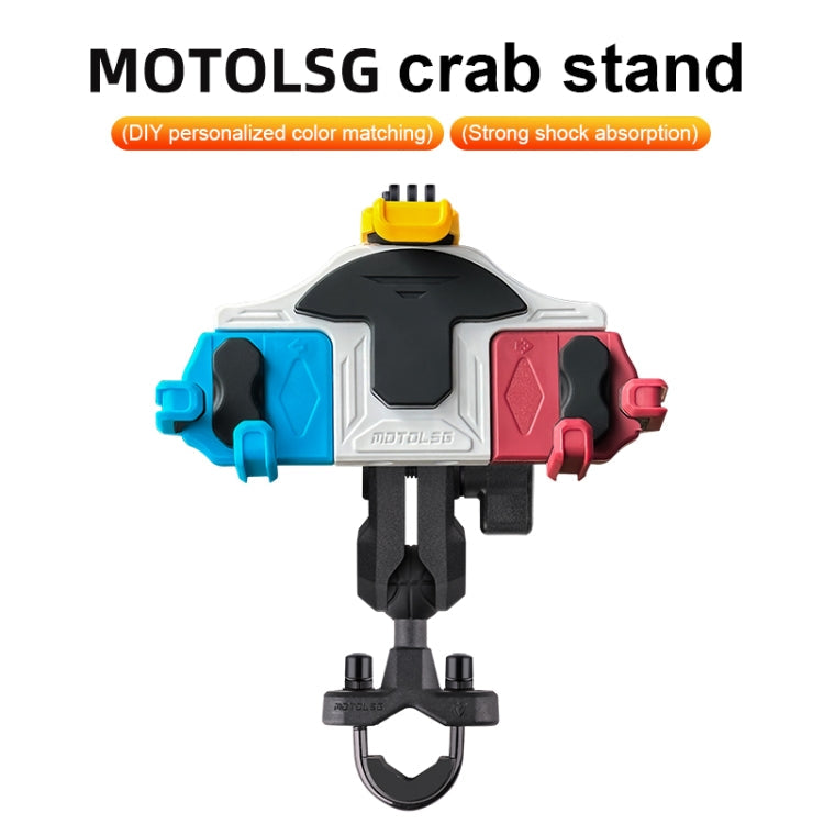 MOTOSLG Crab Motorcycle Phone Clamp Bracket O-Type Rear Mirror Mount with Anti-theft Lock(Black)
