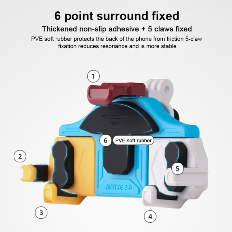 MOTOSLG Crab Motorcycle Phone Clamp Bracket O-Type Rear Mirror Mount(Blue White Red)