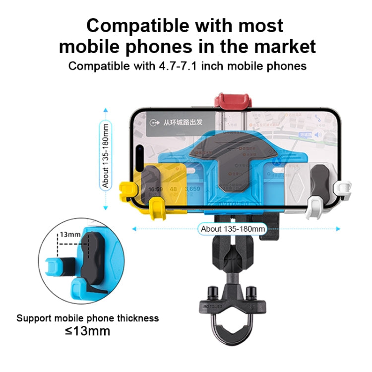 MOTOSLG Crab Motorcycle Phone Clamp Bracket M10 Ballhead Mount(Blue White Red)