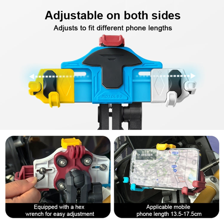 MOTOSLG Crab Motorcycle Phone Clamp Bracket M10 Ballhead Mount(Blue White Red)