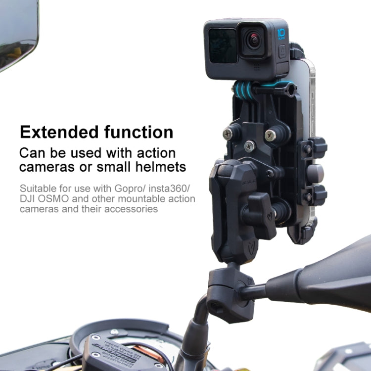 MOTOSLG Crab Motorcycle Phone Clamp Bracket U-Type Headbar Mount with Anti-theft Lock(Black)