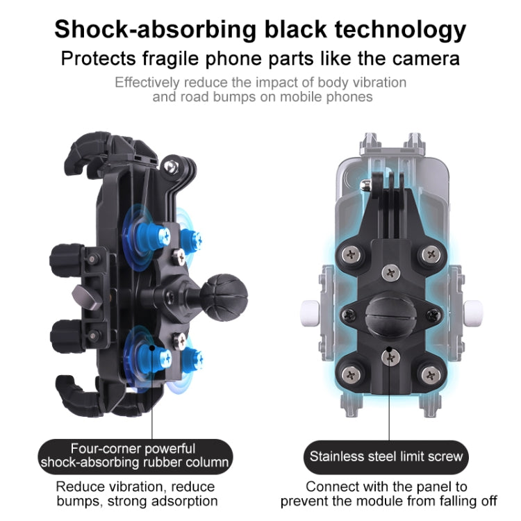 MOTOSLG Crab Motorcycle Phone Clamp Bracket L-Type Rear Mirror Mount(Black)