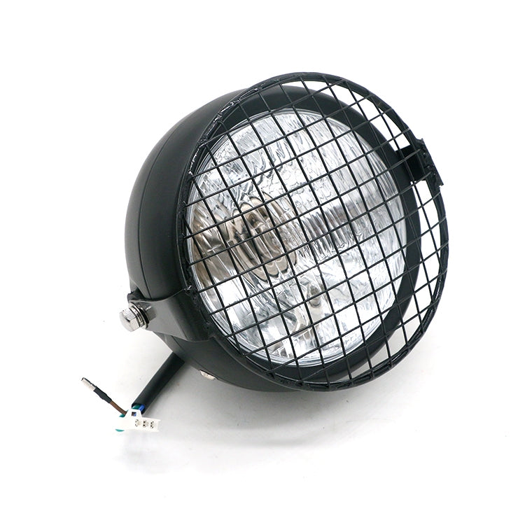 Motorcycle Reticular Retro Lamp LED Headlight Modification Accessories for Halley / Honda CG125 / Suzuki GN125(White)