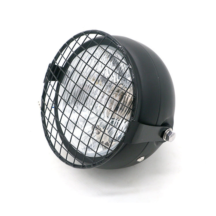 Motorcycle Reticular Retro Lamp LED Headlight Modification Accessories for Halley / Honda CG125 / Suzuki GN125(White)