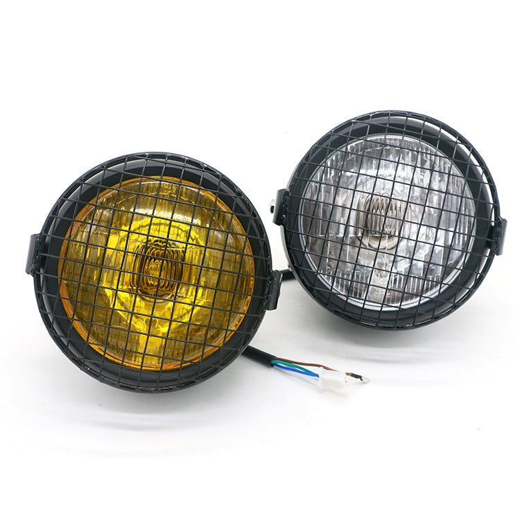 Motorcycle Reticular Retro Lamp LED Headlight Modification Accessories for Halley / Honda CG125 / Suzuki GN125(Yellow)