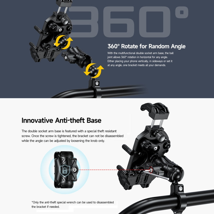 Ulefone Armor Mount Pro AM01 Universal Bicycle Handle Phone Holder(Black)
