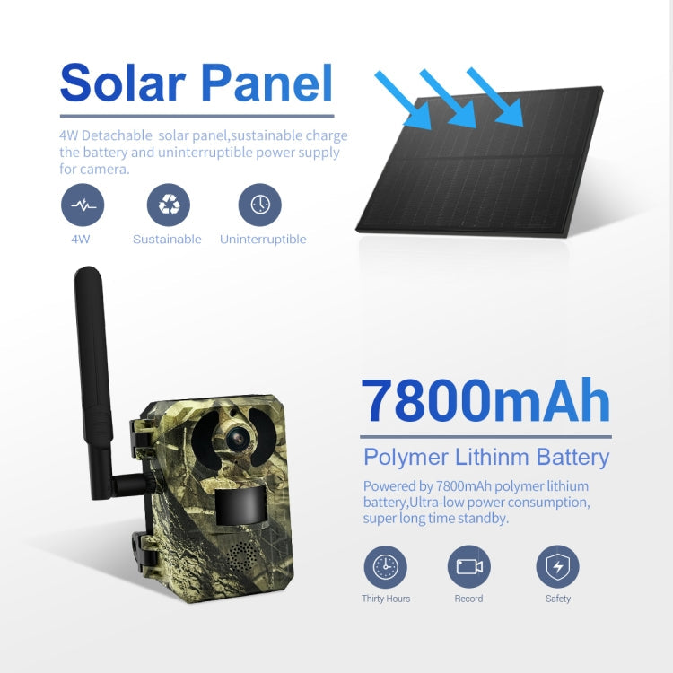 ESCAM QF380 4MP Network Solar PIR Alert Smart Wildlife Hunting Camera, 4G:AU Version(Camouflage)