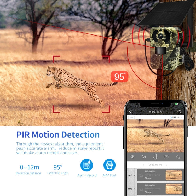ESCAM QF380 4MP Network Solar PIR Alert Smart Wildlife Hunting Camera, 4G:US Version(Camouflage)