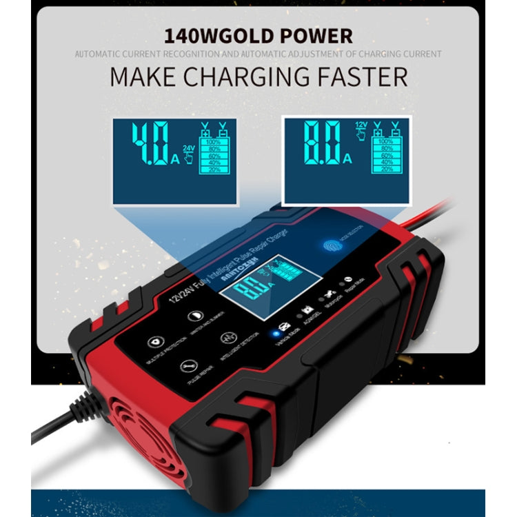 ANHTCzyx 12V 8A  / 24V 4A Automobile Battery Charger Motorcycle Battery Repair Type AGM(US Plug)