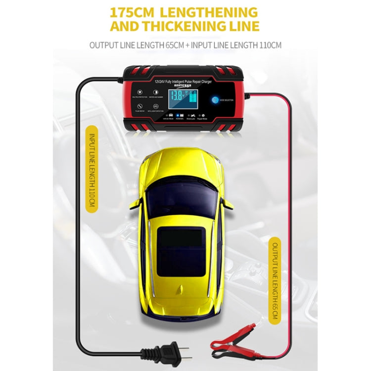 ANHTCzyx 12V 8A  / 24V 4A Automobile Battery Charger Motorcycle Battery Repair Type AGM(UK Plug)