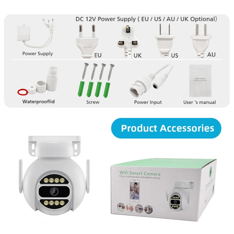A8-C2 2MP Smart WiFi Surveillance IP Camera, Dual-light Full Color Night Vision / Two Way Audio / TF Card, Power Plug:US Plug(White)