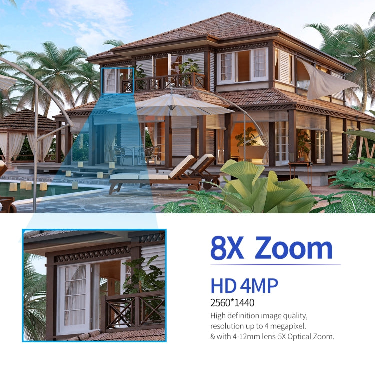 ESCAM G03 2x4MP Dual Lens Zoom 8X Dual Light Source WiFi Camera Support Two-way Voice & Motion Detection(UK Plug)