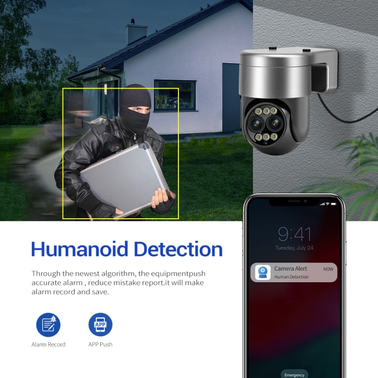 ESCAM G03 2x4MP Dual Lens Zoom 8X Dual Light Source WiFi Camera Support Two-way Voice & Motion Detection(AU Plug)