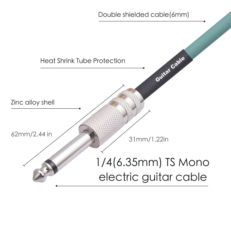 3045GR Mono 6.35mm Plug Male to Male Electric Guitar Audio Cable, Length:10m