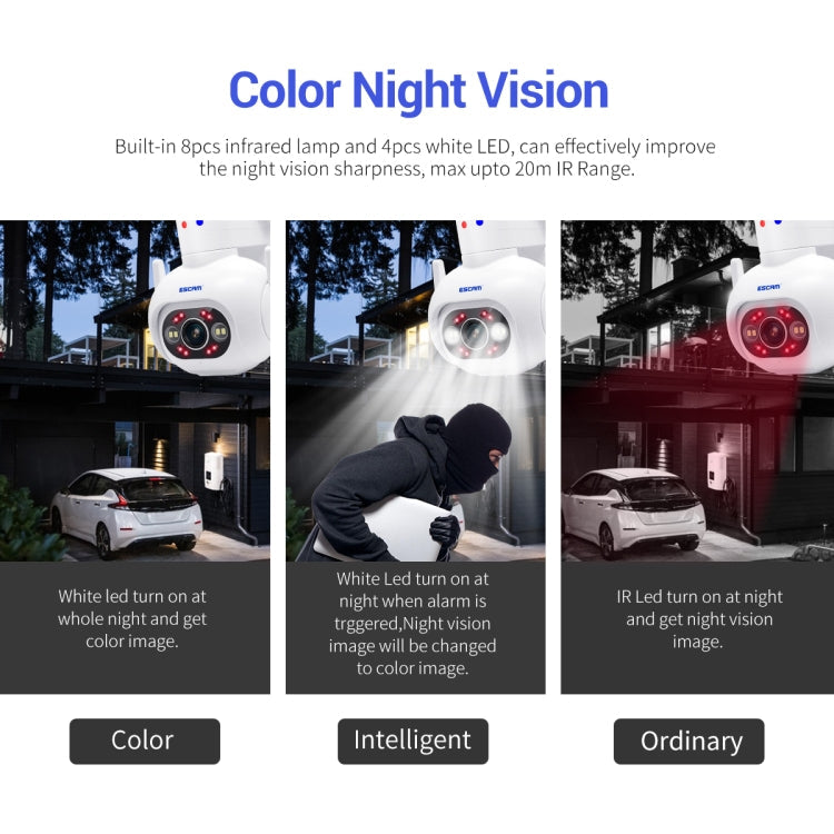 ESCAM PT304 HD 4MP Humanoid Detection Tracking WiFi Connection Sound Alarm Intelligent Night Vision H.265 Camera(AU Plug)