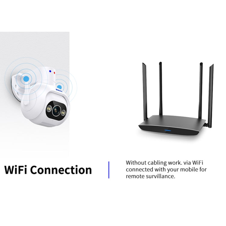 ESCAM PT304 HD 4MP Humanoid Detection Tracking WiFi Connection Sound Alarm Intelligent Night Vision H.265 Camera(US Plug)