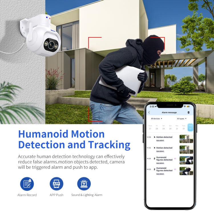 ESCAM PT304 HD 4MP Humanoid Detection Tracking WiFi Connection Sound Alarm Intelligent Night Vision H.265 Camera(UK Plug)