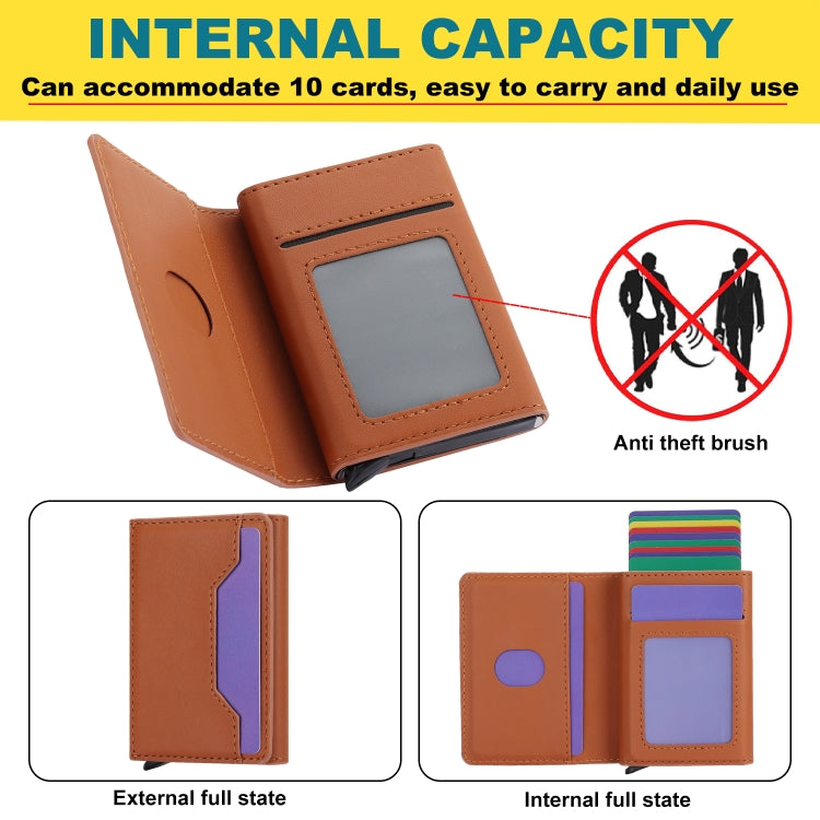 Anti Theft Brush Card Bag, Size:10x6x3cm(Brown)