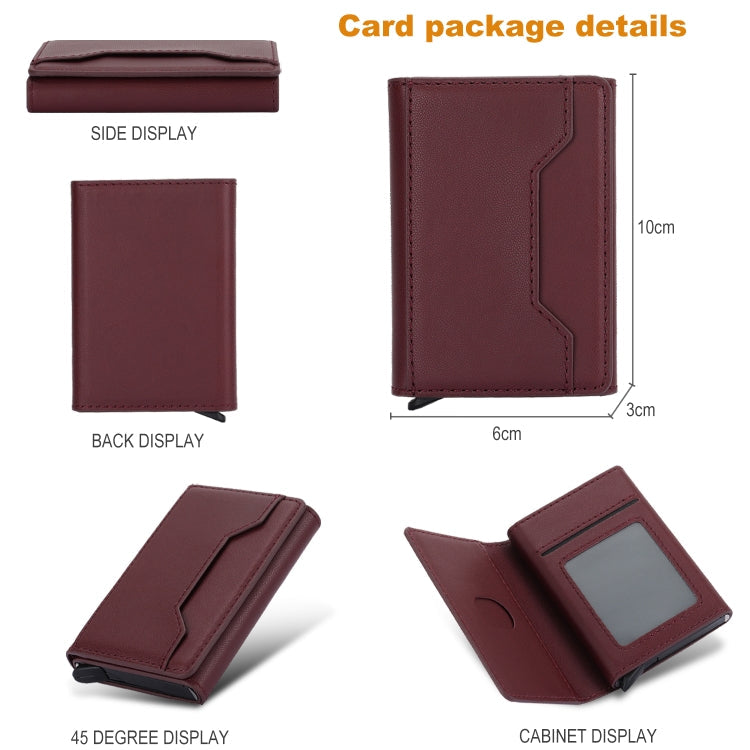 Anti Theft Brush Card Bag, Size:10x6x3cm(Wine Red)