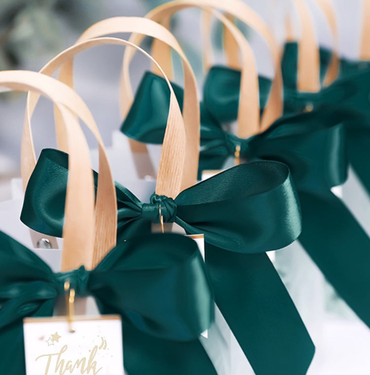 Gift Bag Transparent Packaging Bag, Blue Ribbon+Hanging Tag+Lafite Grass, Size:L
