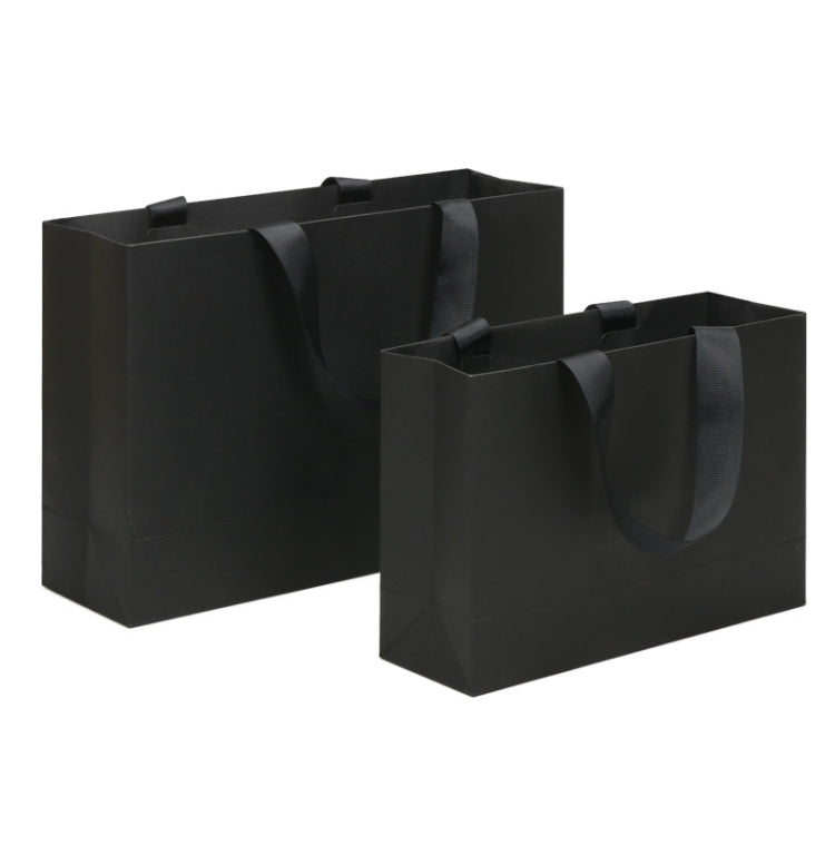 Black Shopping Kraft Paper Bag Handbag, Size:M