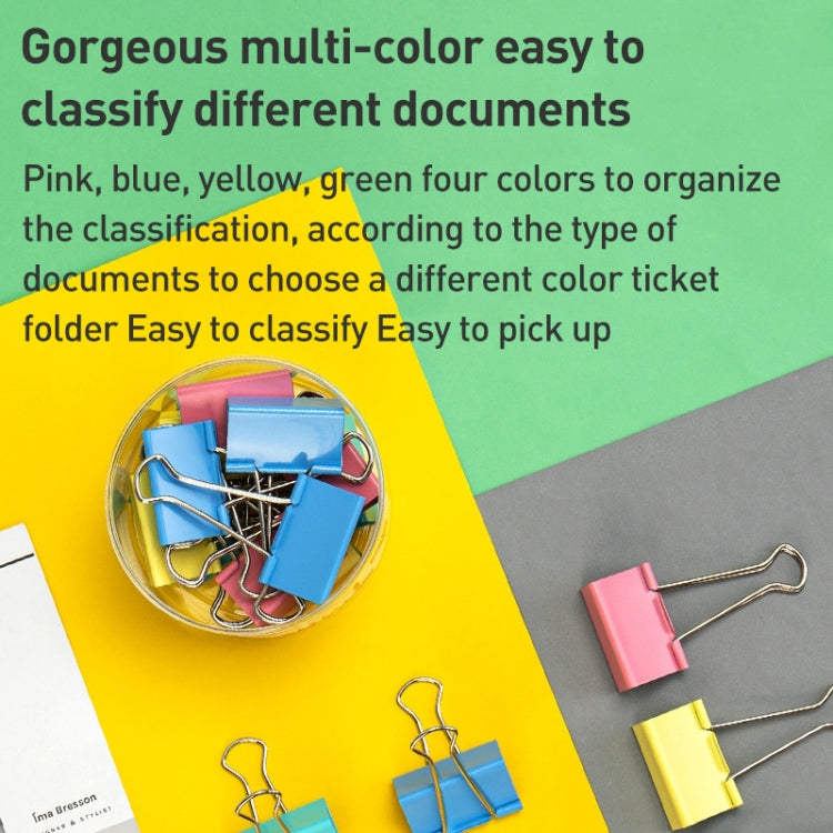Deli 8556ES 40pcs / Box Colorful Binder Clip Bill Clip Dovetail Clip Metal Iron Bill Clip