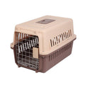 Pet Aviation Box Portable Travel Cat Cage Small Dog Air Transport Box 48x32x30cm(Coffee)