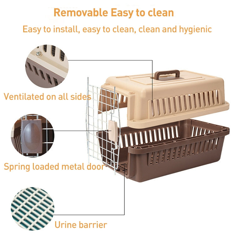 Pet Aviation Box Portable Travel Cat Cage Small Dog Air Transport Box 48x32x30cm(Orange)