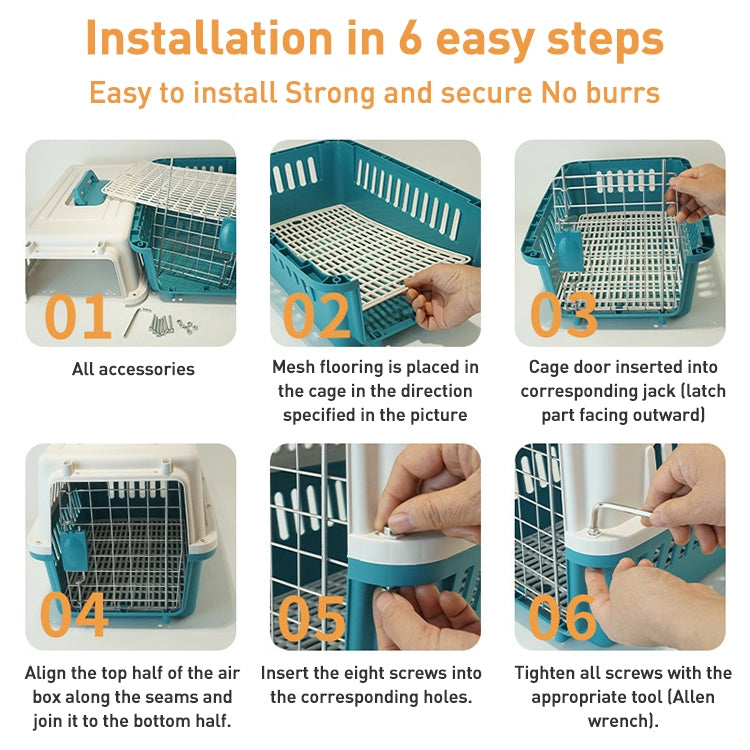 Pet Aviation Box Portable Travel Cat Cage Small Dog Air Transport Box 48x32x30cm(Orange)