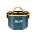 Single-Layer 1000ml 304 Stainless Steel Insulated Bowl Student Plastic Shell Lunch Box(Blue)