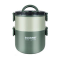 Dual-Layer 1600ml 304 Stainless Steel Insulated Bowl Student Plastic Shell Lunch Box(Green)