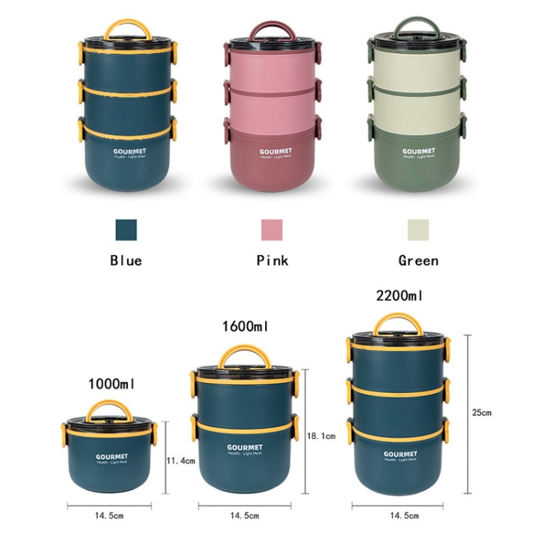 Dual-Layer 1600ml 304 Stainless Steel Insulated Bowl Student Plastic Shell Lunch Box(Red)