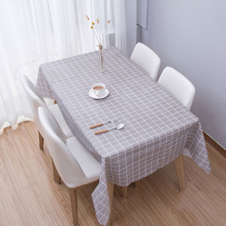 137x90cm Home Tablecloth No-wash PVC Coffee Table Cloth(Grey Plaid)