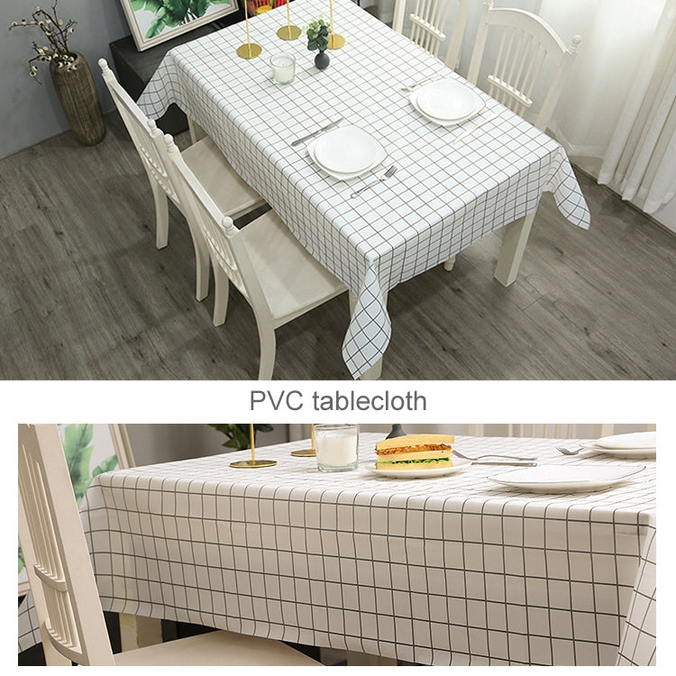 137x90cm Home Tablecloth No-wash PVC Coffee Table Cloth(Grey Plaid)