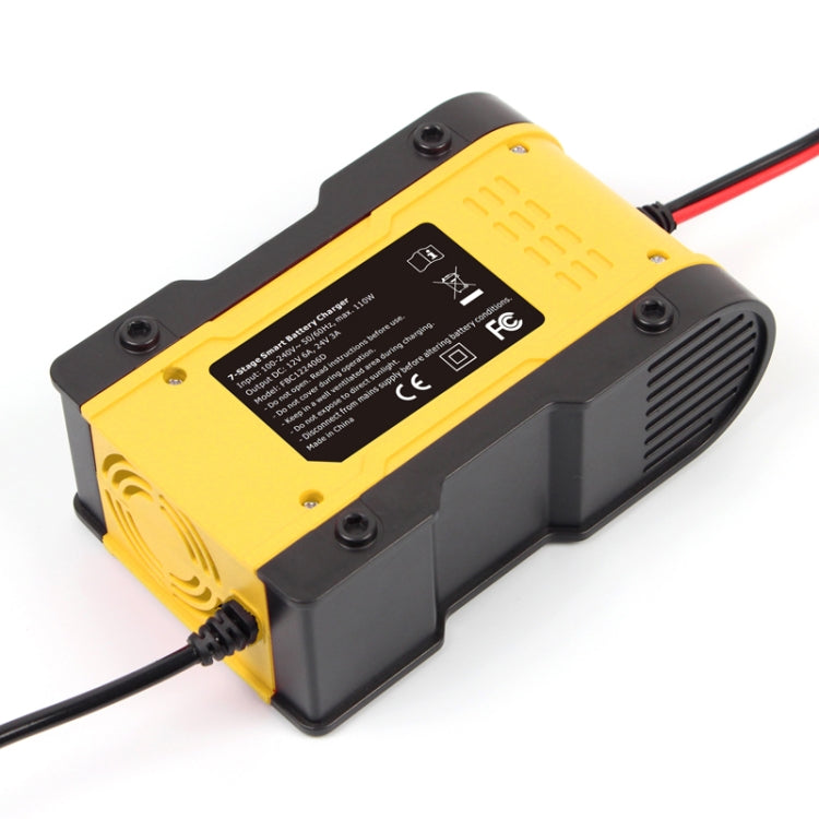 FOXSUR 12V-24V Car Motorcycle Repair Battery Charger AGM Charger Color:Yellow(EU Plug)
