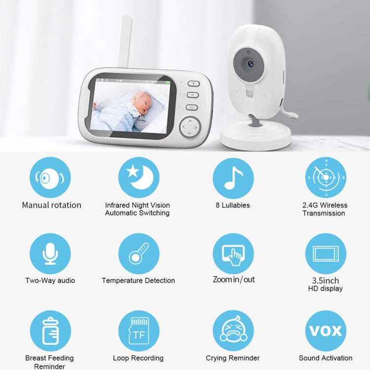 ABM600 3.5 inch Wireless Video Night Vision Baby Monitor Security Camera(EU Plug)