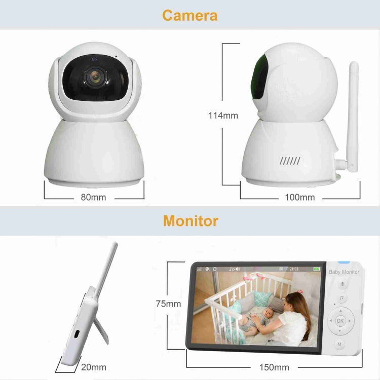 ABM700 5 inch Wireless Video Night Vision Baby Monitor Security Camera(US Plug)